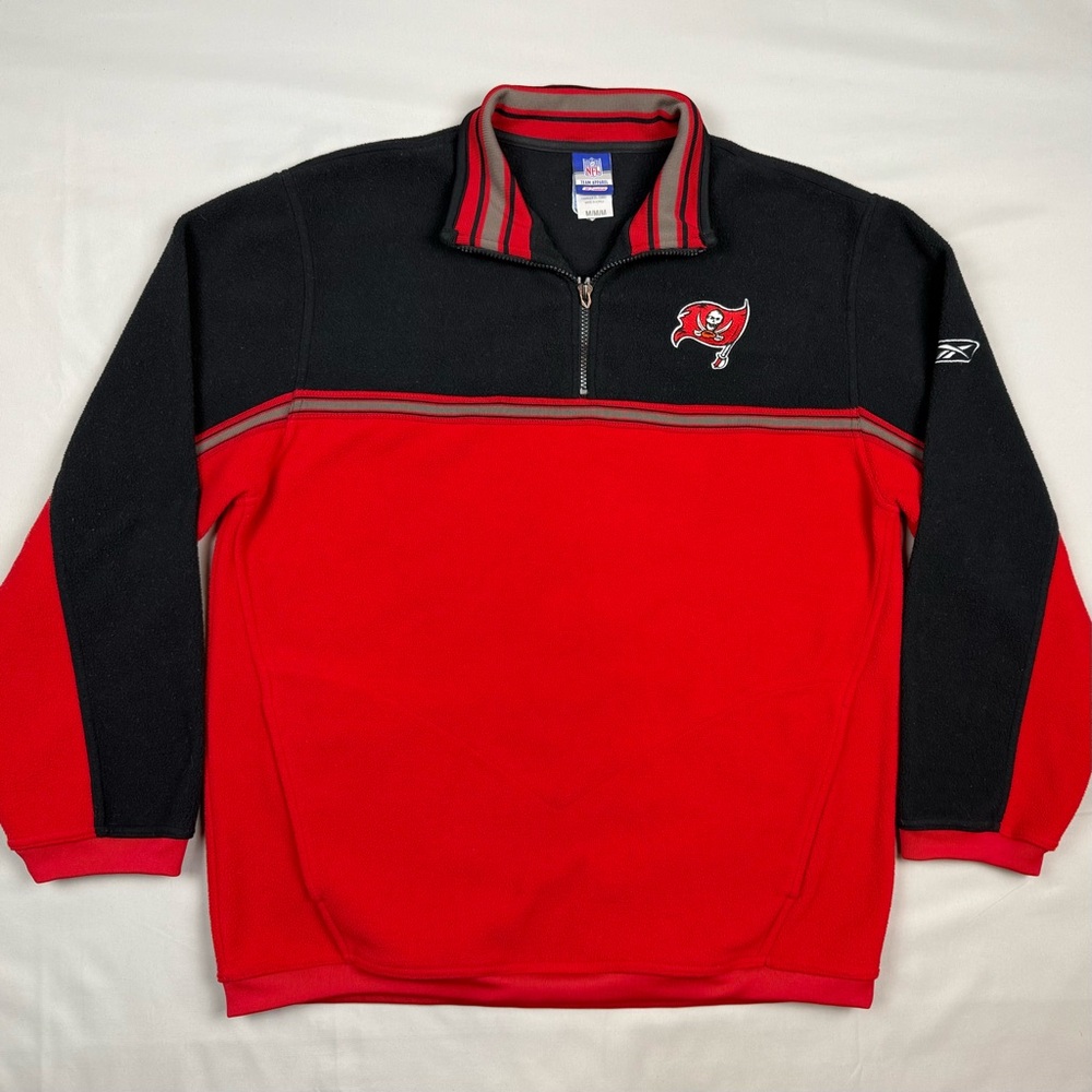 Vtg Reebok Tampa Bay Buccaneers Mens Fleece Jacket Medium Y2K Pullover A3